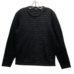 Theory Sweatshirt Women’s Black Checkerboard Pullover Pocket Long Sleeve Size SP